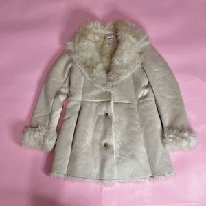 🚫SOLD🚫 vintage y2k faux fur trim suede coat